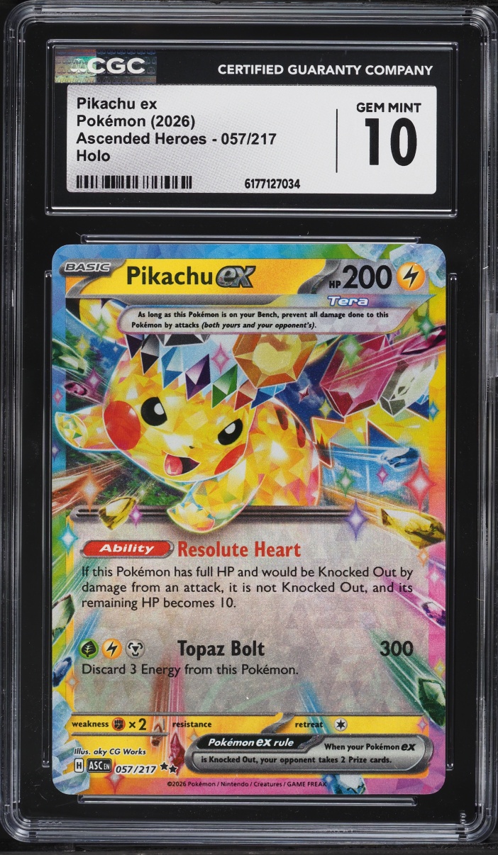 2026 Pokemon Mega Evolution Ascended Heroes Holo Pikachu ex #57 CGC 10 GEM MINT