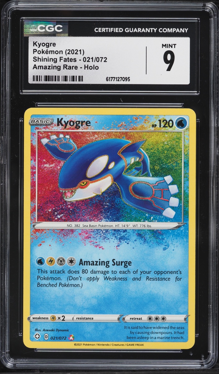 2021 Pokemon Sword & Shield Shining Fates Amazing Rare Kyogre #21 CGC 9 MINT