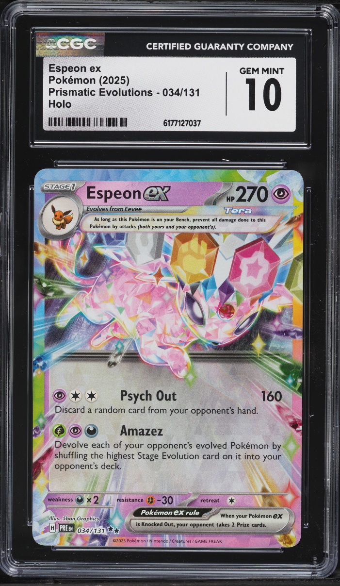 2025 Pokemon Scarlet & Violet Prismatic Evolutions Holo Espeon ex #34 CGC 10 GEM MINT