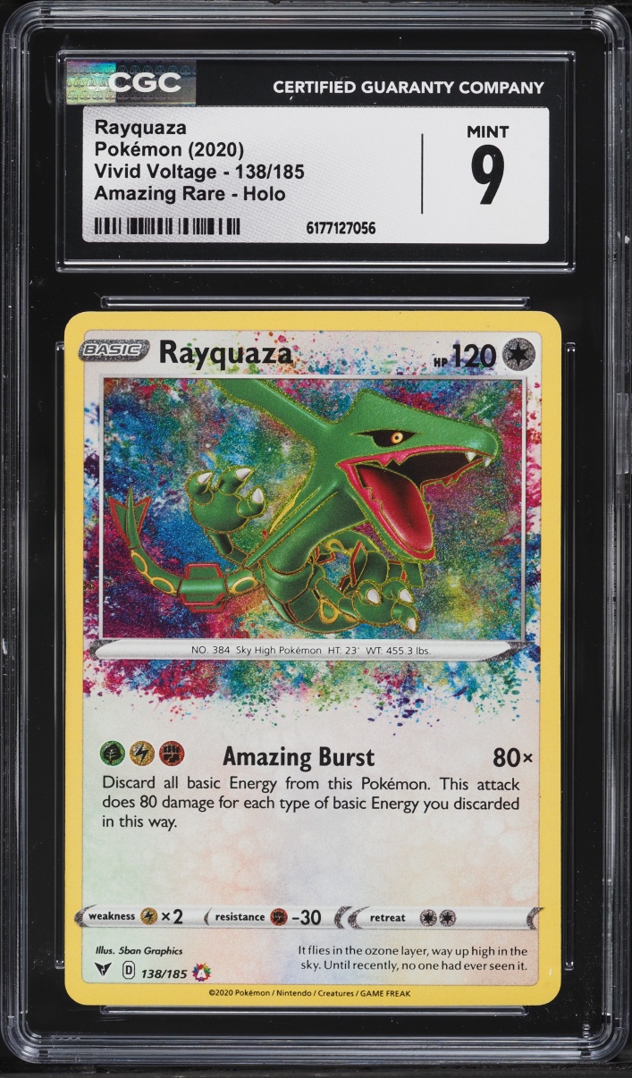 2020 Pokemon Sword & Shield Vivid Voltage Amazing Rare Rayquaza #138 CGC 9 MINT