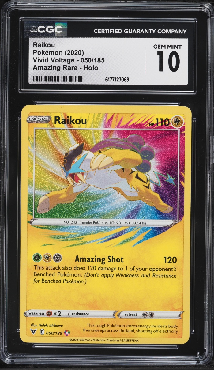 2020 Pokemon Sword & Shield Vivid Voltage Amazing Rare Raikou #50 CGC 10 GEM MINT