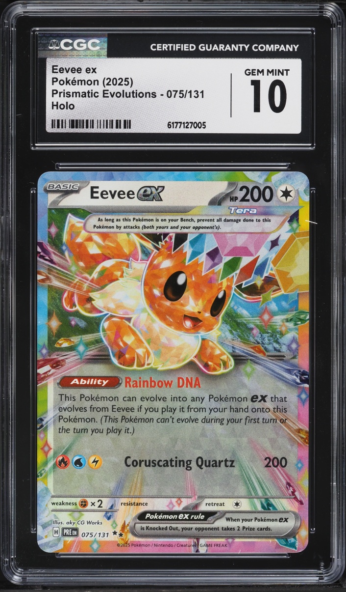 2025 Pokemon Scarlet & Violet Prismatic Evolutions Holo Eevee ex #75 CGC 10 GEM MINT