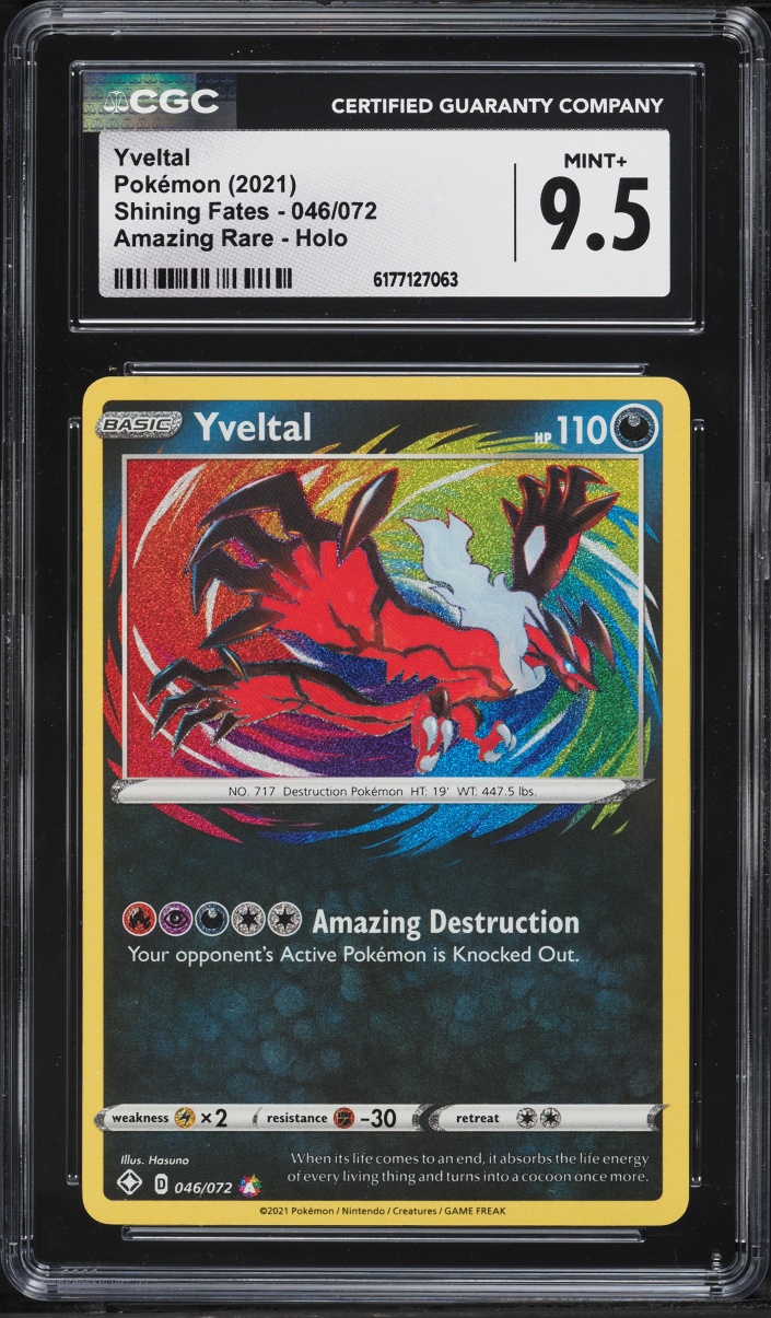 2021 Pokemon Sword & Shield Shining Fates Amazing Rare Yveltal #46 CGC 9.5 MINT+