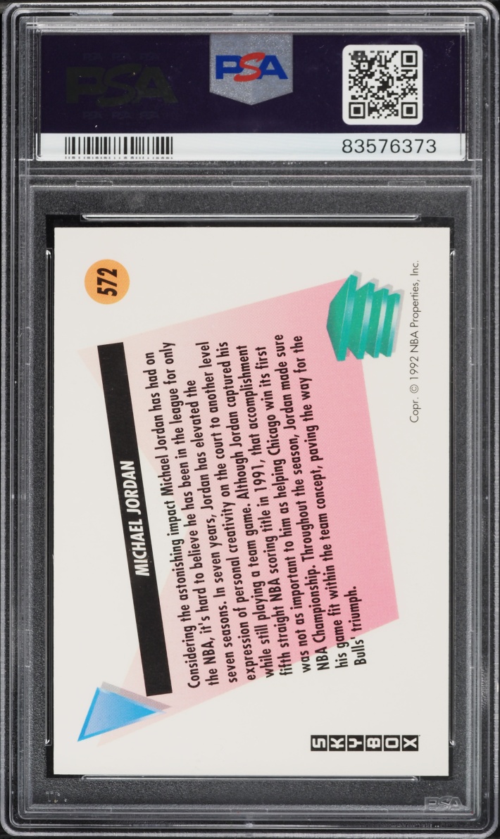 1991 Skybox Basketball Michael Jordan #572 PSA 10 GEM MINT