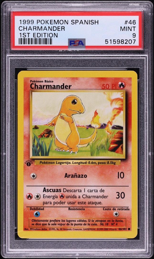1999 Pokemon Spanish Base Set 1st Edition Charmander #46 PSA 9 MINT