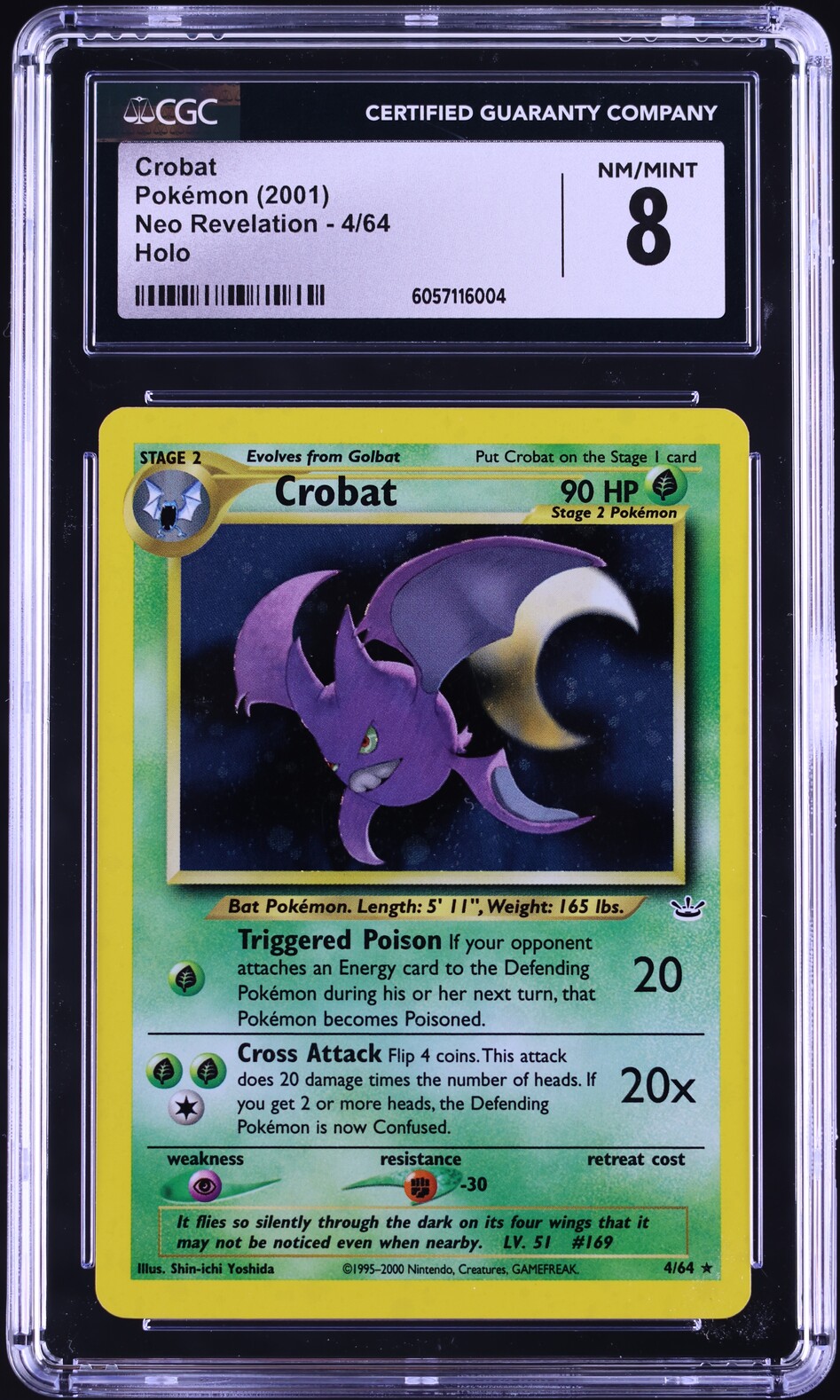2001 Pokemon Neo Revelation Holo Crobat #4 CGC 8 NM-MT