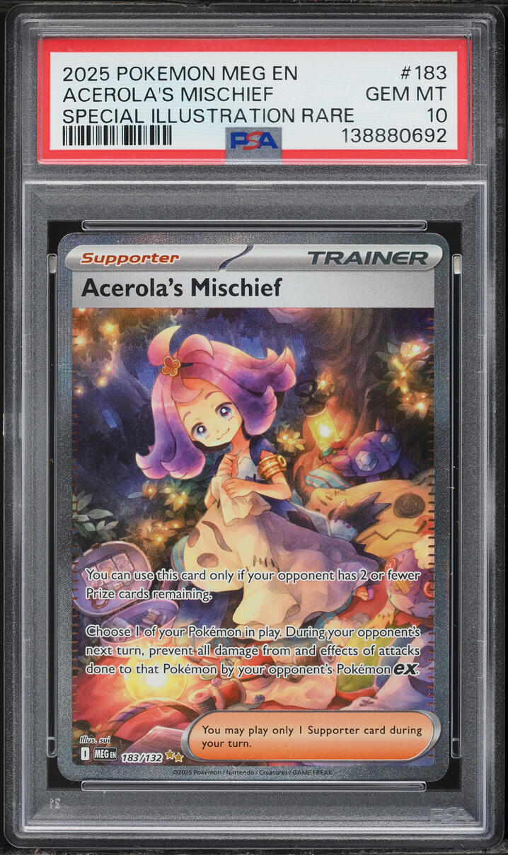 2025 Pokemon Mega Evolution SIR Acerola's Mischief #183 PSA 10 GEM MINT