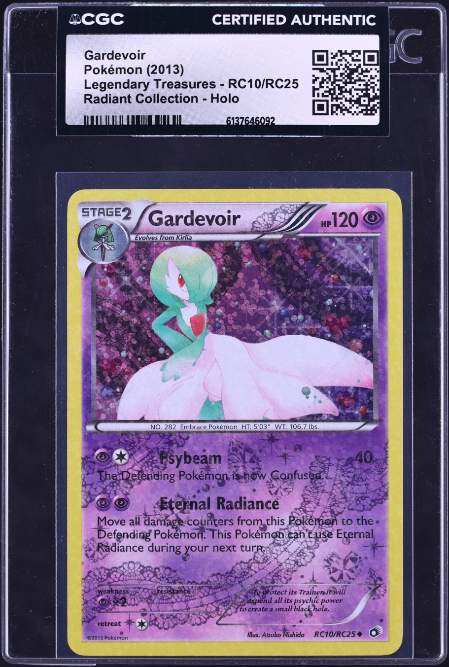 2013 Pokemon Black & White Legendary Treasures Radiant Collection Holo Gardevoir #RC10 CGC AUTH