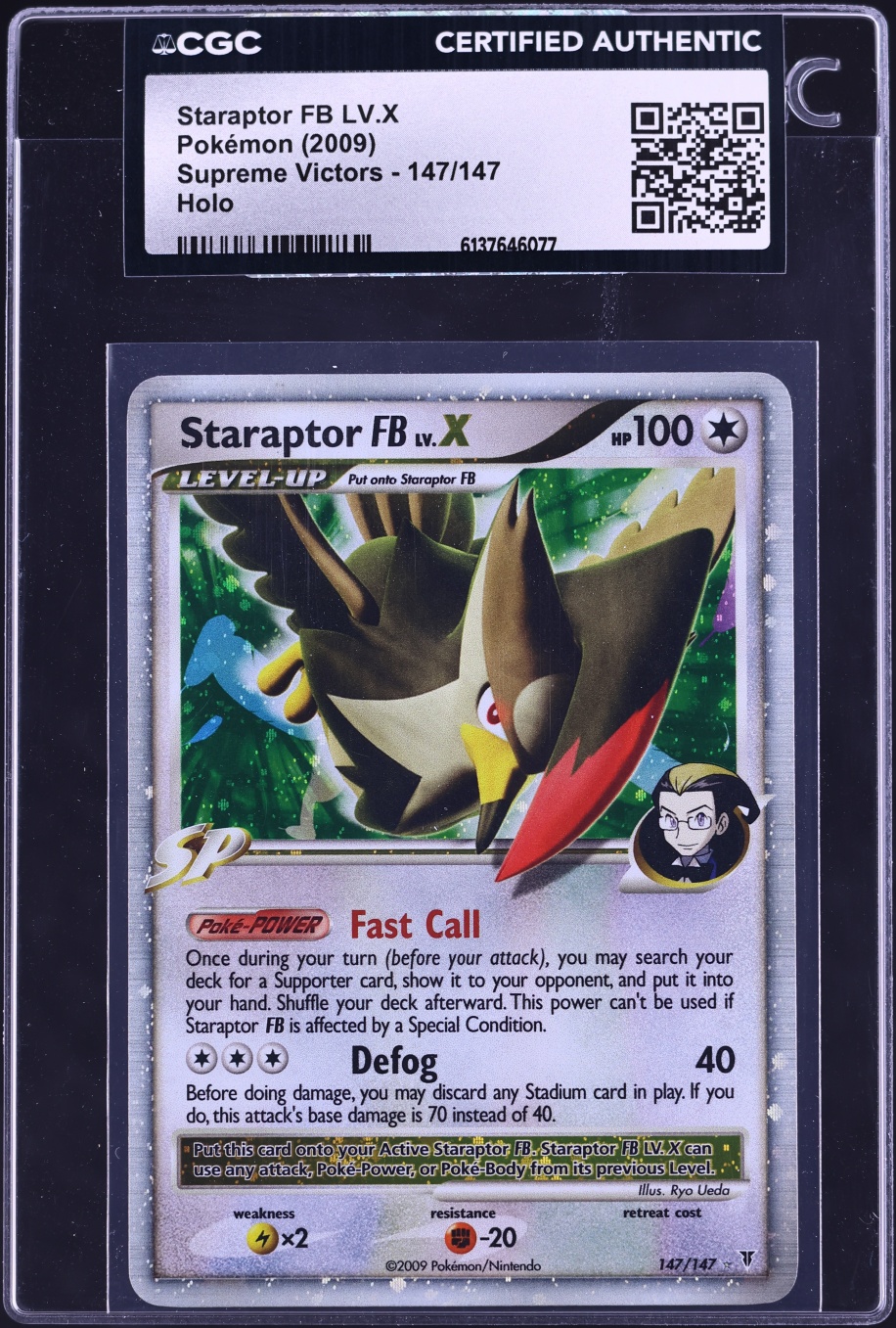 2009 Pokemon Platinum Supreme Victors Holo Staraptor FB LV.X #147 CGC AUTH