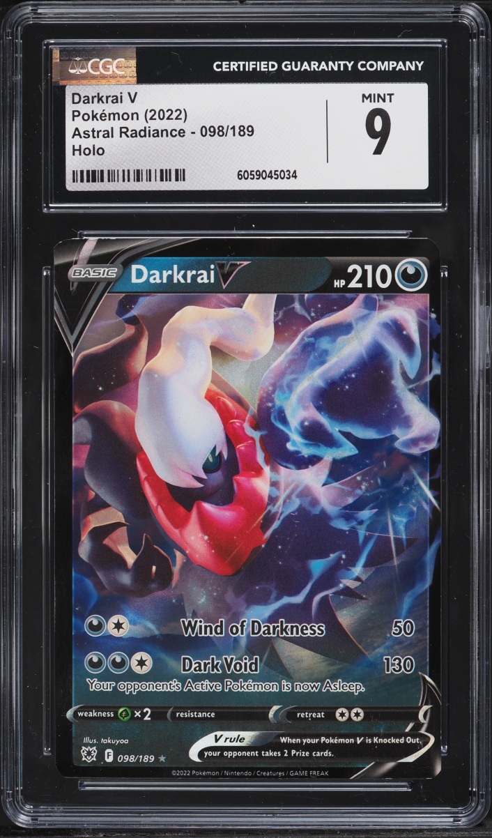 2022 Pokemon Sword & Shield Astral Radiance Full Art Darkrai V #98 CGC 9 MINT