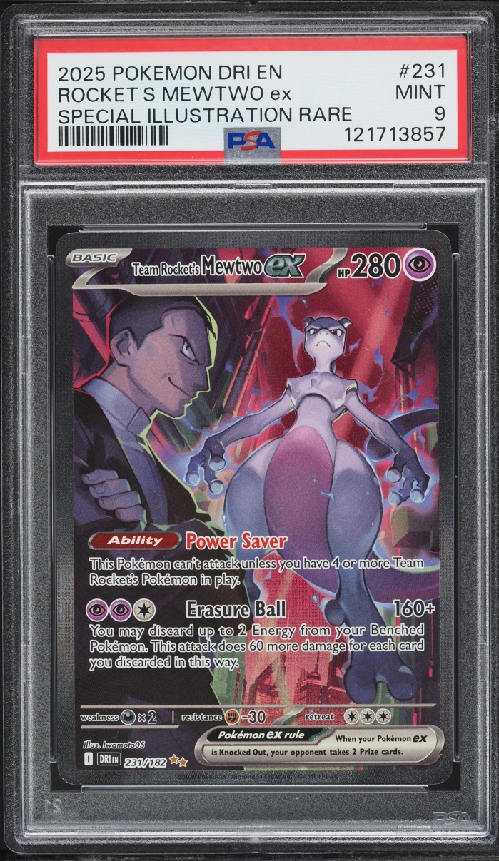 2025 Pokemon Scarlet & Violet Destined Rivals SIR Team Rocket's Mewtwo ex #231 PSA 9 MINT