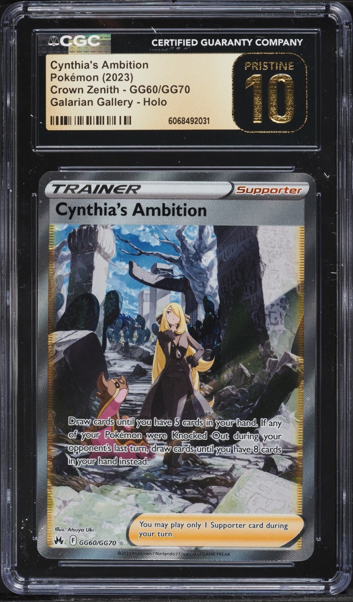 2023 Pokemon Sword & Shield Crown Zenith Alt Art Cynthia's Ambition #GG60 CGC 10 PRISTINE