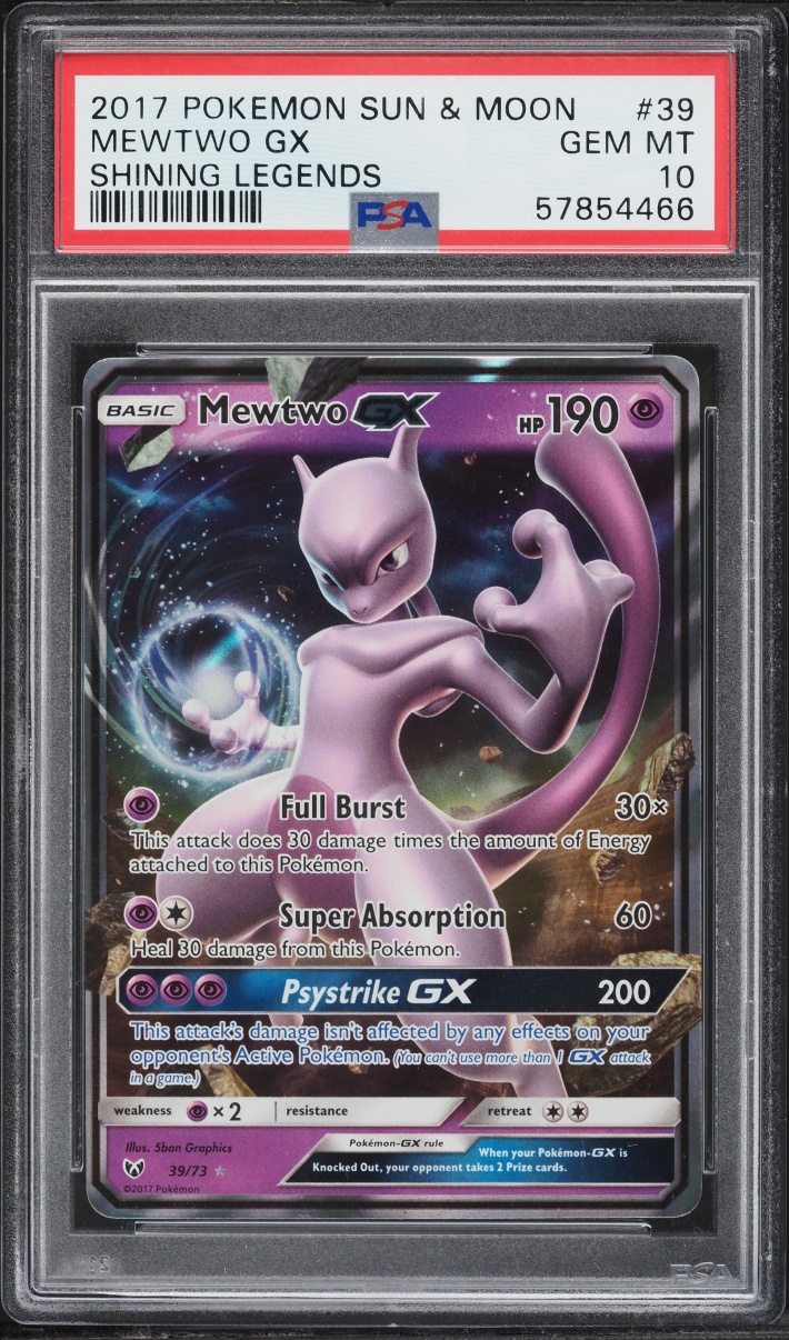 2017 Pokemon Sun & Moon Shining Legends Holo Mewtwo GX #39 PSA 10 GEM MINT