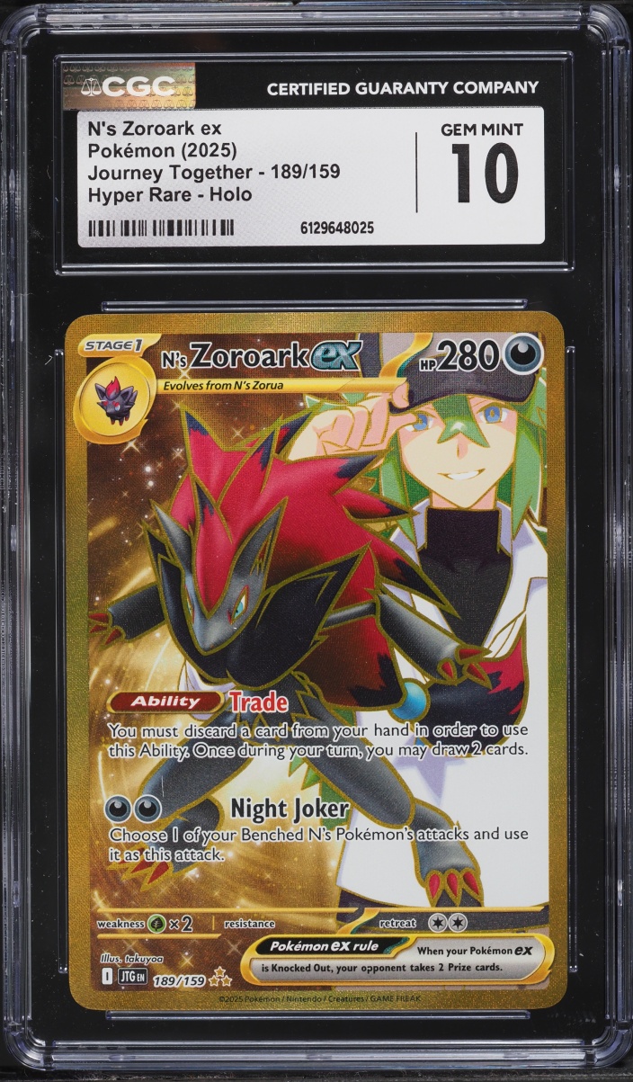 2025 Pokemon Scarlet & Violet Journey Together Gold Rare N's Zoroark ex #189 CGC 10 GEM MINT