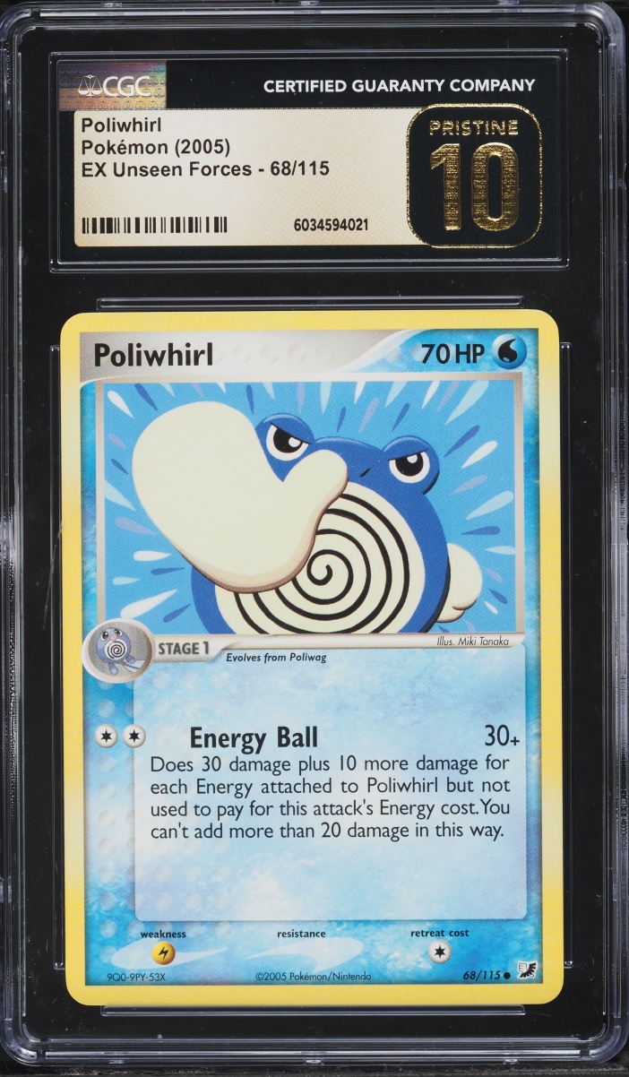2005 Pokemon EX Unseen Forces Poliwhirl #68 CGC 10 PRISTINE