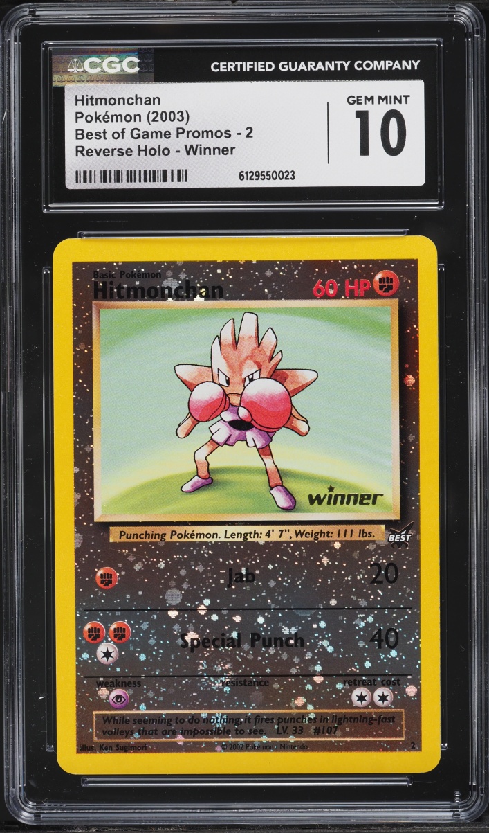 2003 Pokemon Best Of Game Promo Winner Reverse Holo Hitmonchan #2 CGC 10 GEM MINT