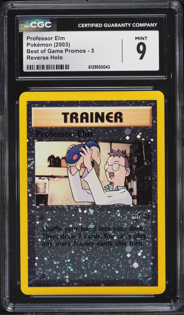 2003 Pokemon Best Of Game Promo Reverse Holo Professor Elm #3 CGC 9 MINT