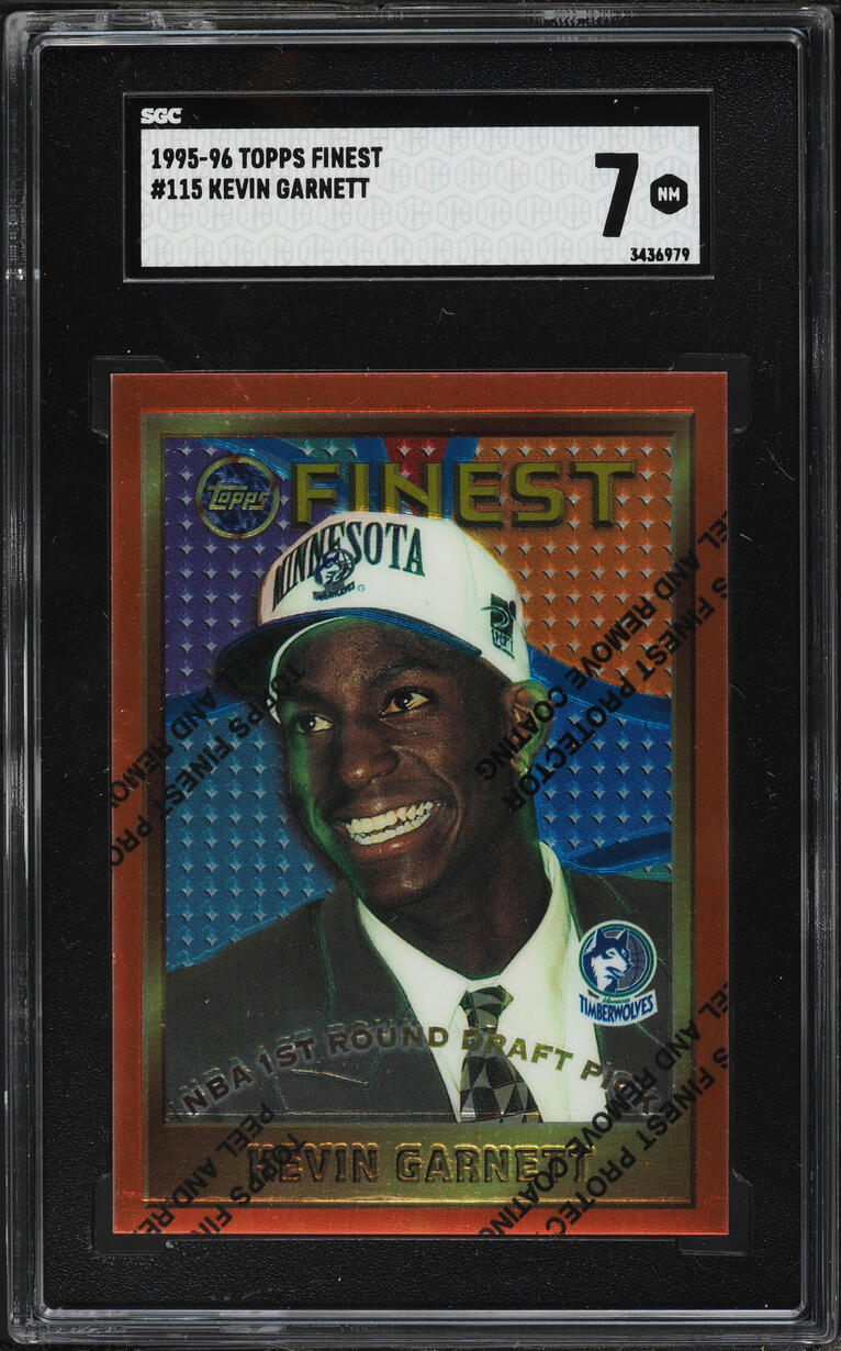 1995 Finest Basketball w/ Coating Kevin Garnett ROOKIE #115 SGC 7 NRMT