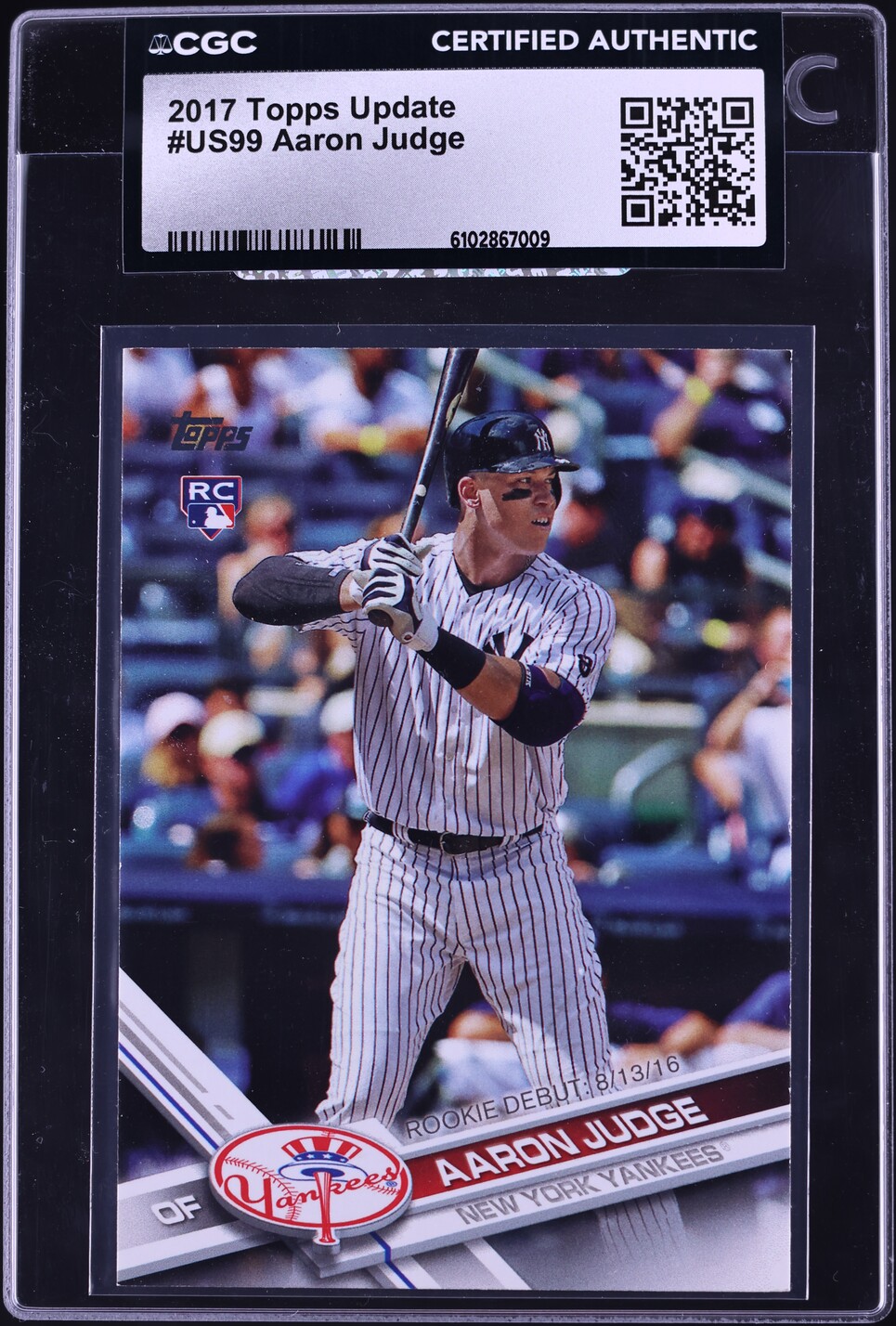 2017 Topps Update Aaron Judge ROOKIE #US99 CGC AUTH