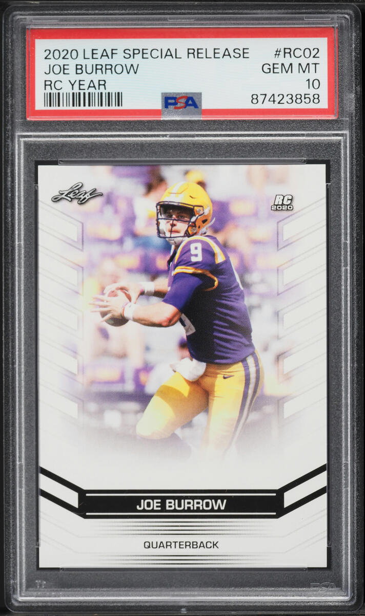 2020 Leaf Special Release RC Year Joe Burrow ROOKIE #RC02 PSA 10 GEM MINT