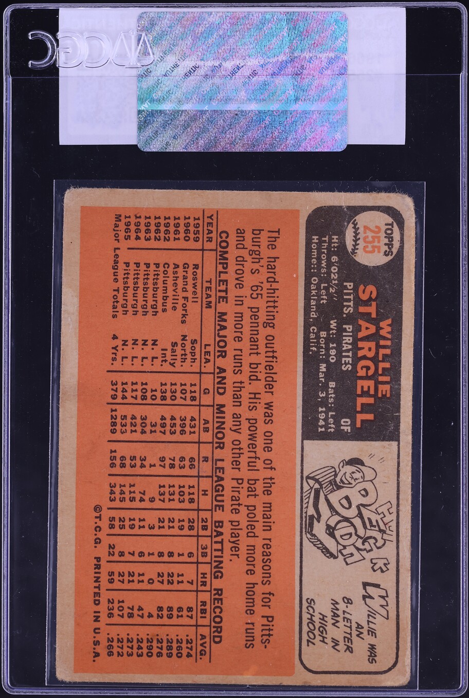 1966 Topps Willie Stargell #255 CGC AUTH