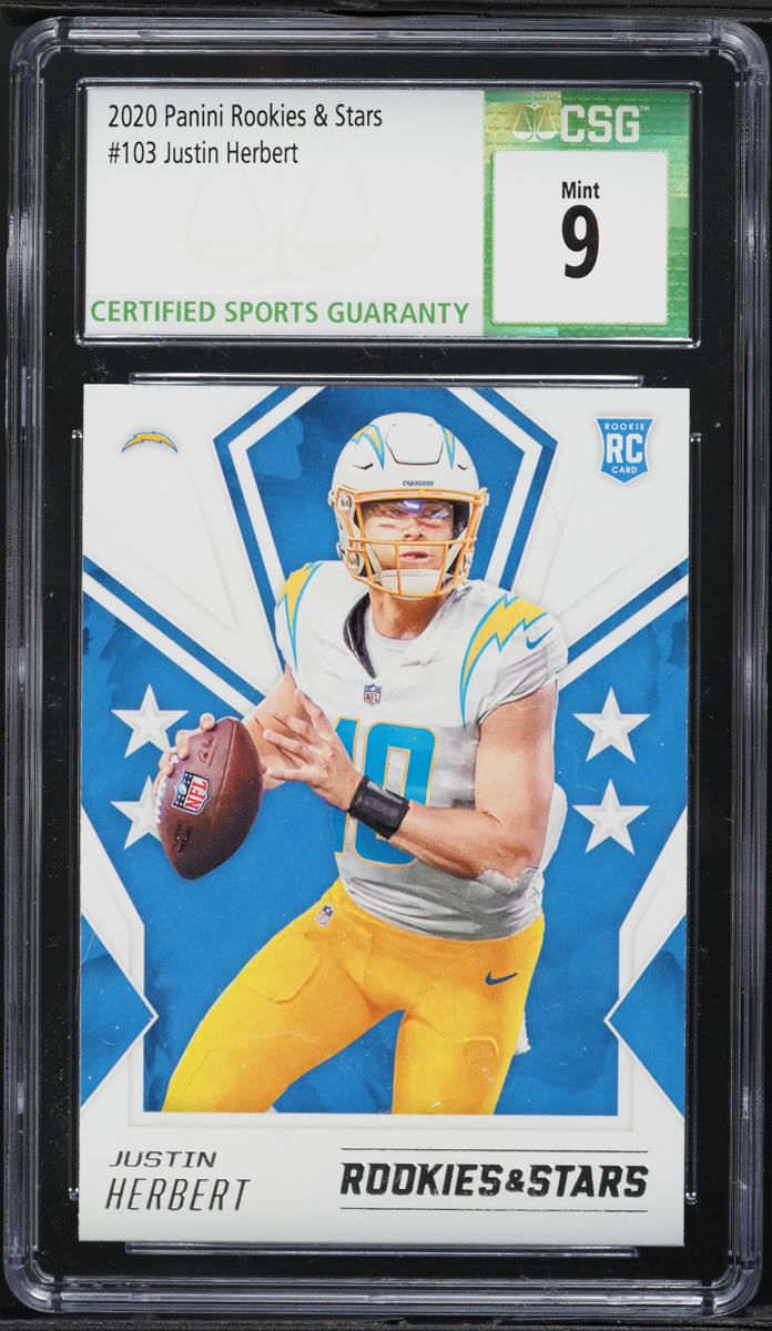 2020 Panini Rookies And Stars Justin Herbert ROOKIE #103 CSG 9 MINT