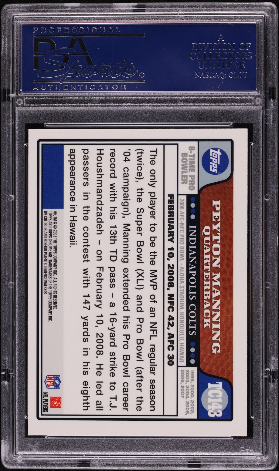 2008 Topps Chrome Peyton Manning #TC143 PSA 10 GEM MINT