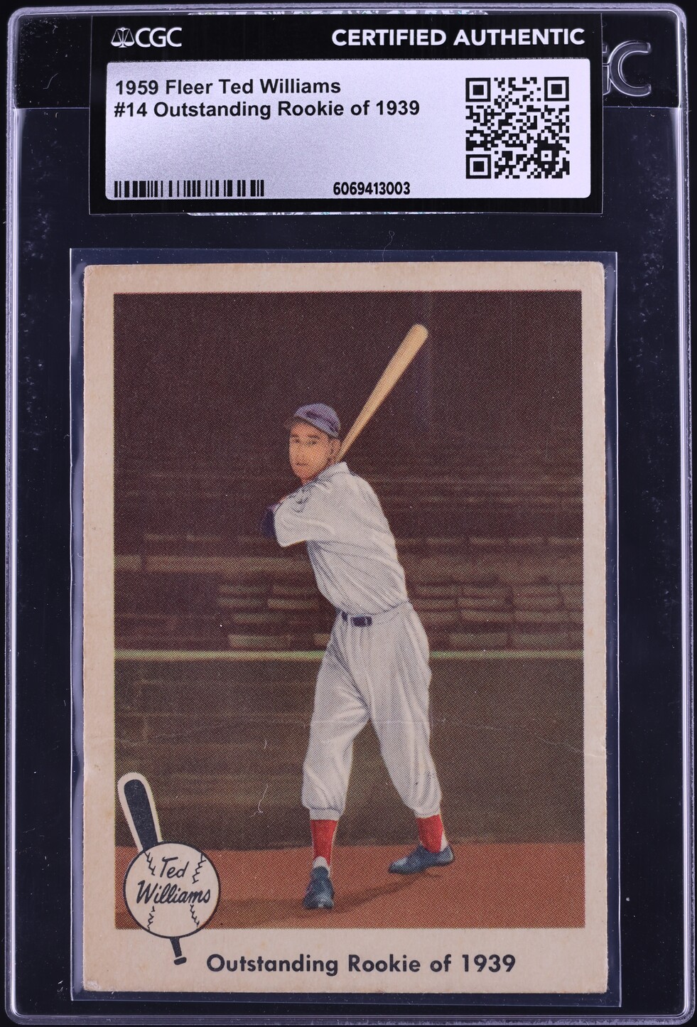 1959 Fleer Ted Williams OUTSTANDING ROOKIE OF '39 #14 CGC AUTH
