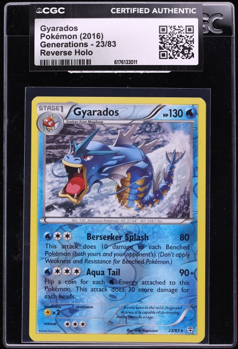 2016 Pokemon XY Generations Reverse Holo Gyarados #23 CGC AUTH