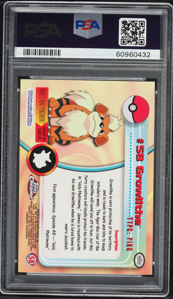 2000 Topps Chrome Pokemon Series 1 Growlithe #58 PSA 9 MINT