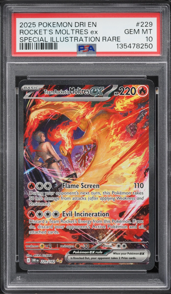 2025 Pokemon Scarlet & Violet Destined Rivals SIR Team Rocket's Moltres ex #229 PSA 10 GEM MINT