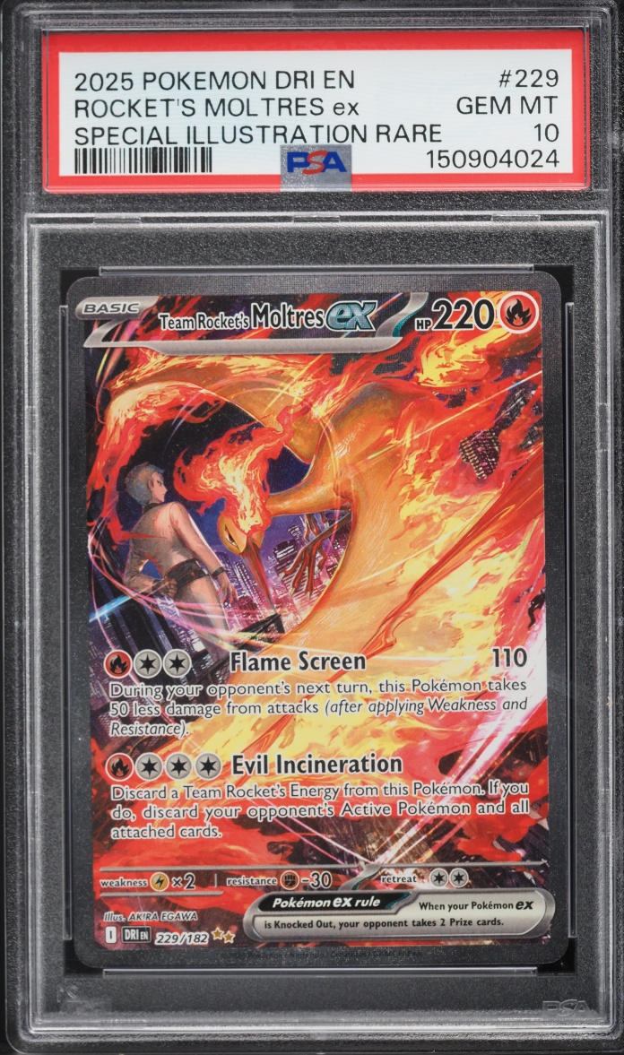 2025 Pokemon Scarlet & Violet Destined Rivals SIR Team Rocket's Moltres ex #229 PSA 10 GEM MINT
