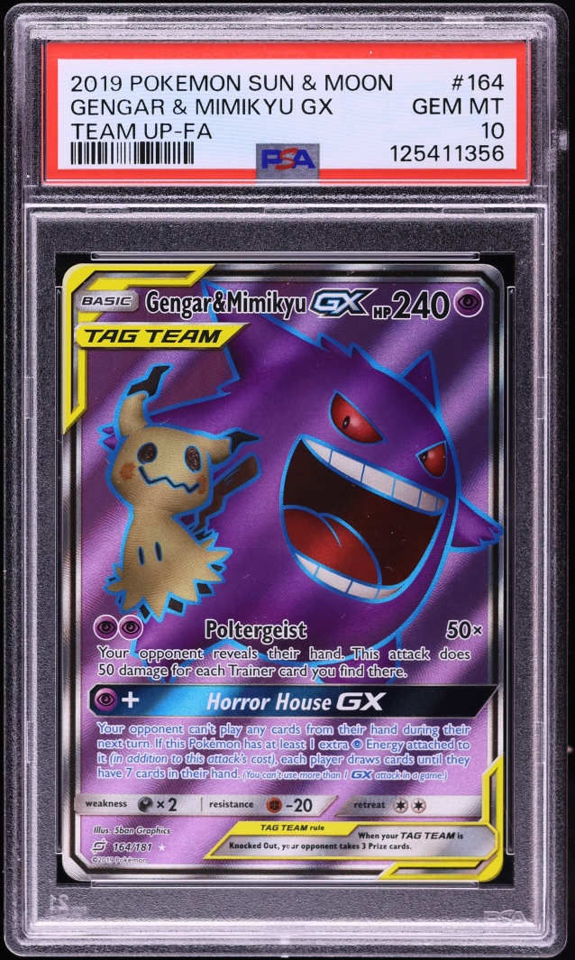 2019 Pokemon Sun & Moon Team Up Full Art Gengar & Mimikyu GX #164 PSA 10 GEM MINT