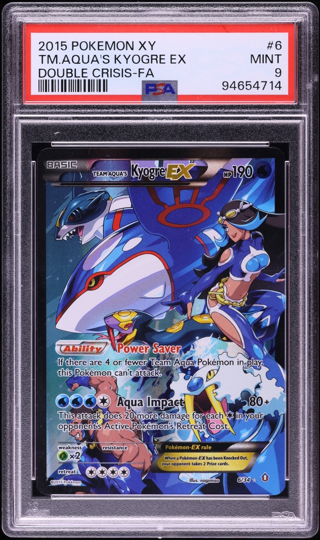 2015 Pokemon XY Double Crisis Full Art Team Aqua's Kyogre EX #6 PSA 9 MINT