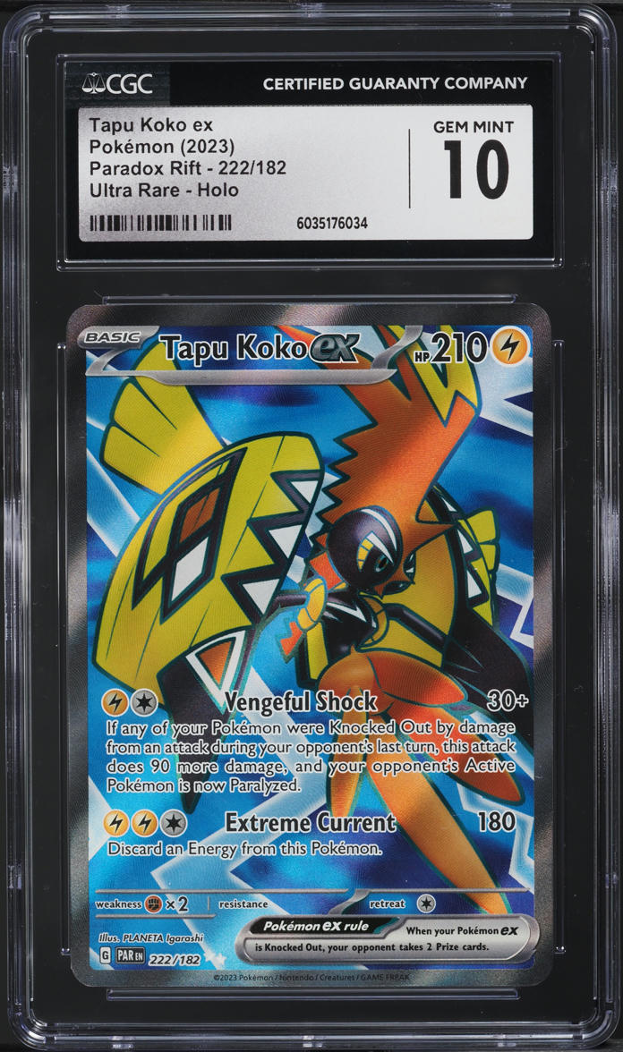 2023 Pokemon Scarlet & Violet Paradox Rift Full Art Tapu Koko ex #222 CGC 10 GEM