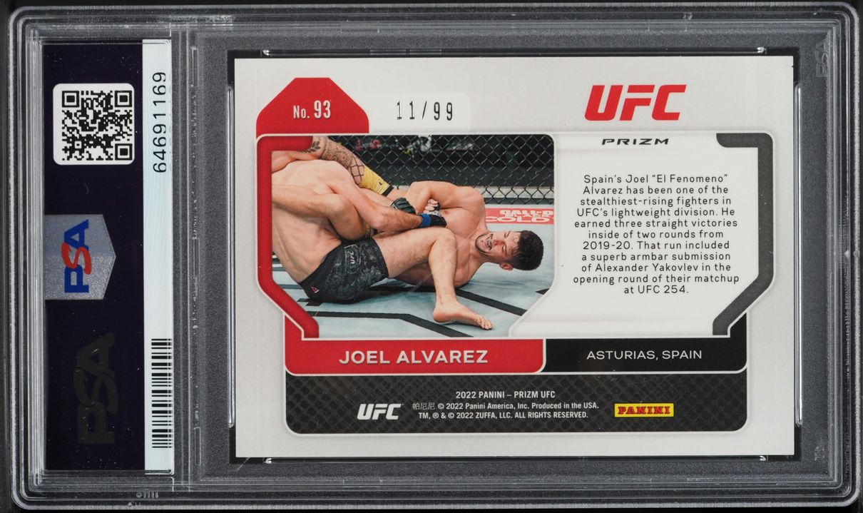 2022 Panini Prizm UFC Premium Box Set Joel Alvarez ROOKIE /99 #93 PSA 9 MINT