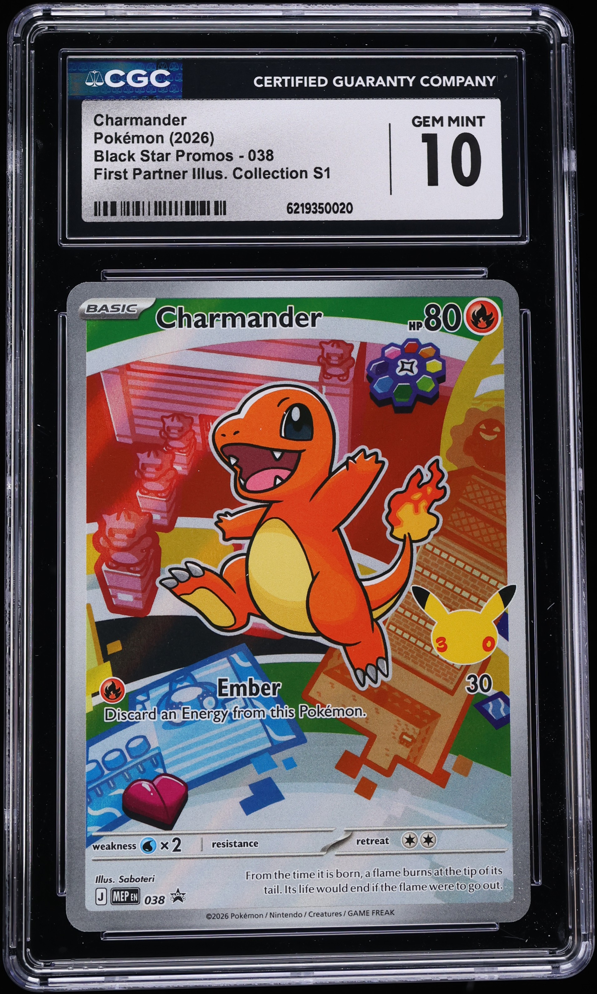 2026 Pokemon Mega Promo First Partner Illustration S1 Full Art Charmander #38 CGC 10 GEM MINT