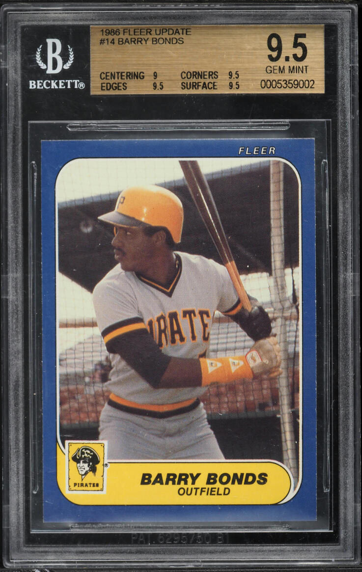 1986 Fleer Update Barry Bonds ROOKIE #14 BGS 9.5 GEM MINT
