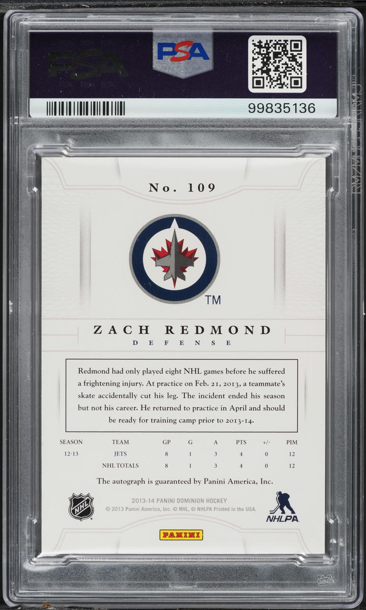 2013 Panini Dominion Zach Redmond ROOKIE AUTO /299 #109 PSA 7 NRMT