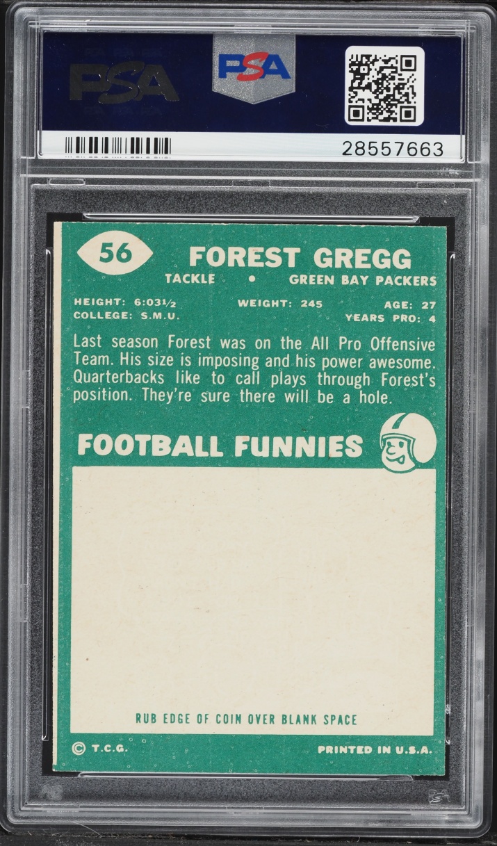 1960 Topps Football Forest Gregg ROOKIE #56 PSA 6 EXMT