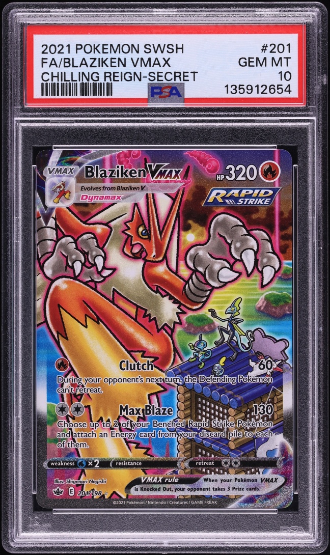 2021 Pokemon Sword & Shield Chilling Reign SEC Blaziken VMAX #201 PSA 10 GEM MINT