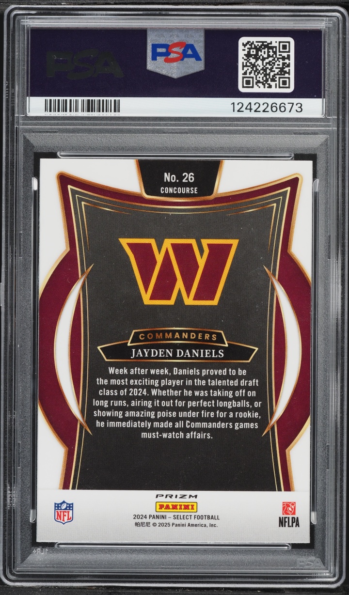 2024 Select Concourse Silver Prizm Jayden Daniels ROOKIE #26 PSA 8 NM-MT