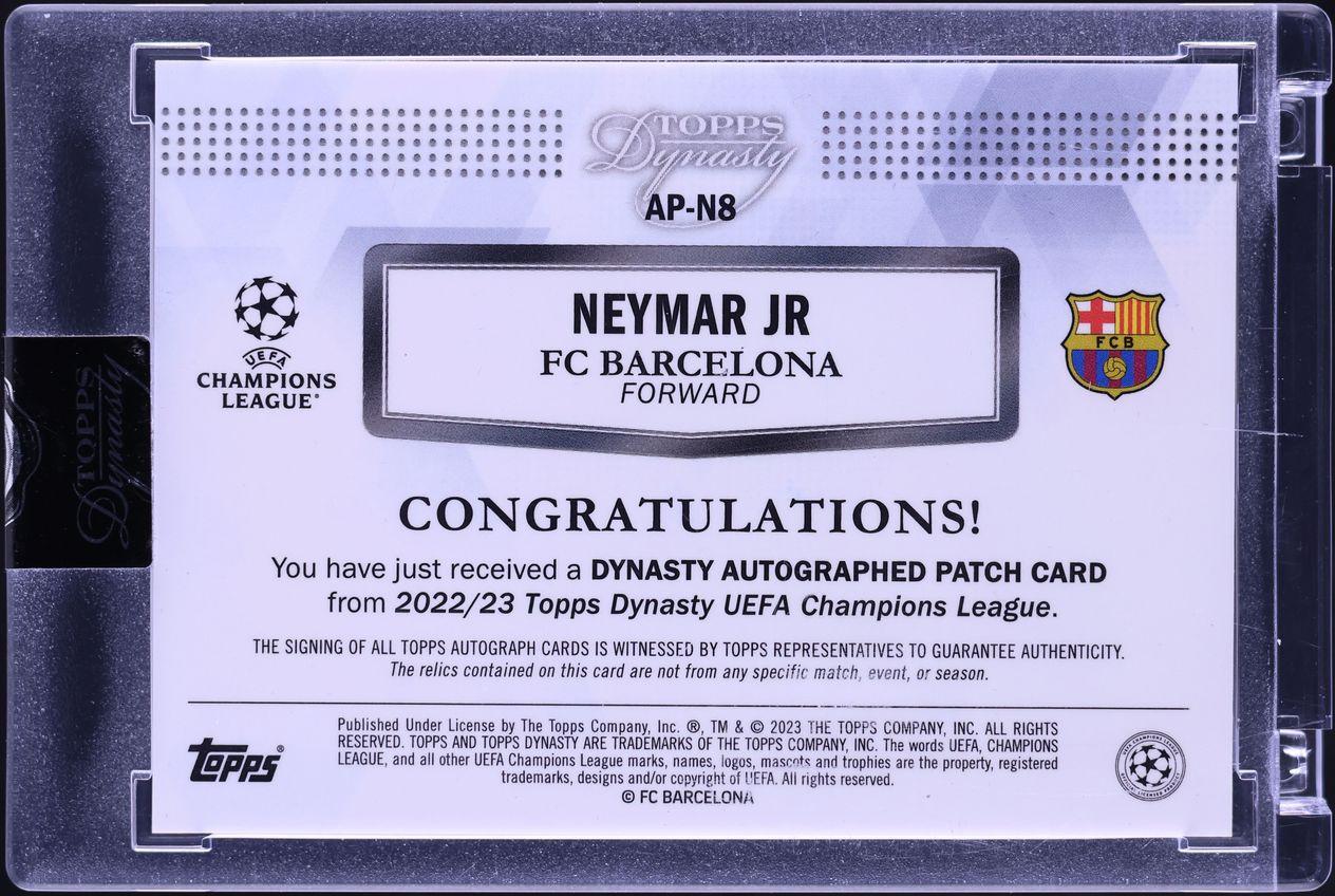2022 Topps Dynasty UEFA Champions League Neymar Jr PATCH AUTO /10 #AP-N8 - Photo 2