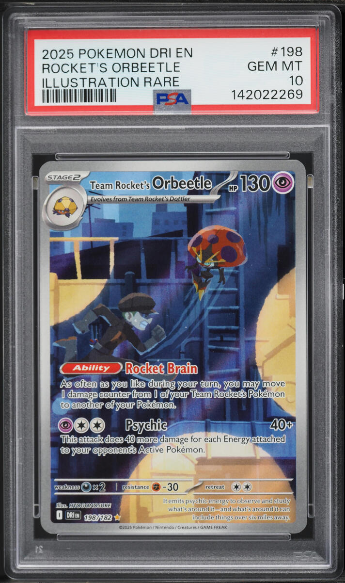 2025 Pokemon Scarlet & Violet Destined Rivals IR Rocket's Orbeetle #198 PSA 10 GEM MINT