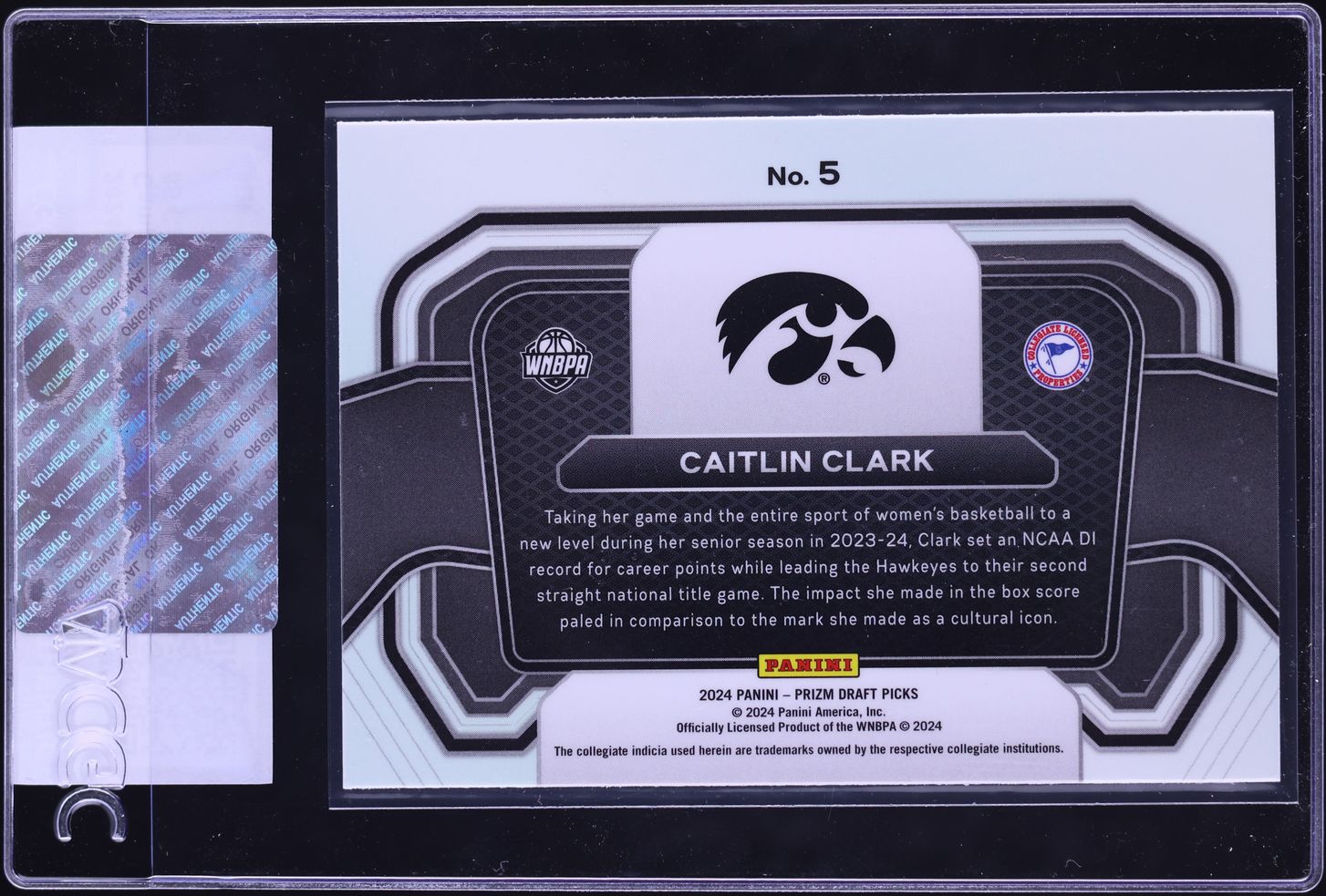 2024 Panini Prizm Draft Picks Campus Legends Caitlin Clark ROOKIE #5 CGC AUTH