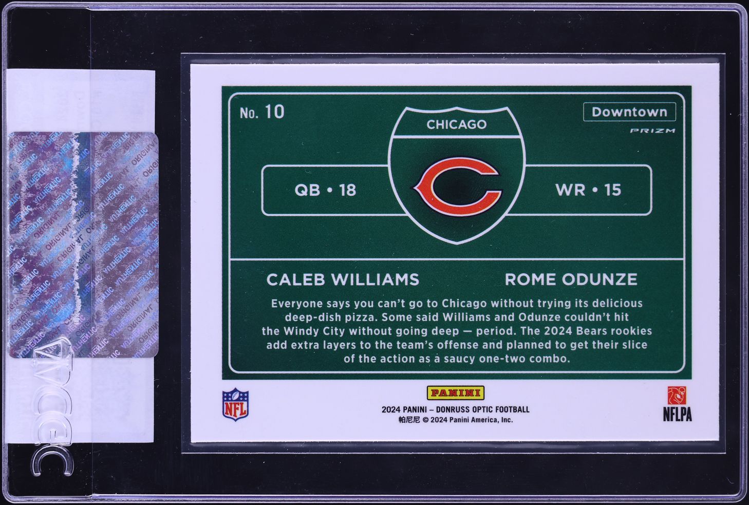 2024 Donruss Optic Downtown Duos Caleb Williams Rome Odunze ROOKIE #10 CGC AUTH