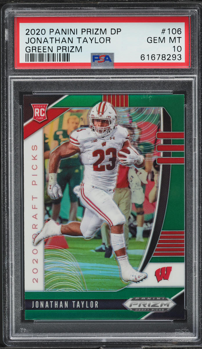2020 Panini Prizm Draft Picks Green Jonathan Taylor ROOKIE #106 PSA 10 GEM MINT