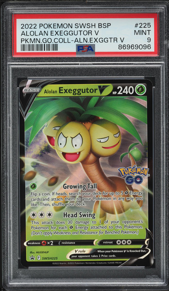 2022 Pokemon SWSH Black Star Promo Pokemon Go Alolan Exeggutor V #225 PSA 9 MINT - Main Image