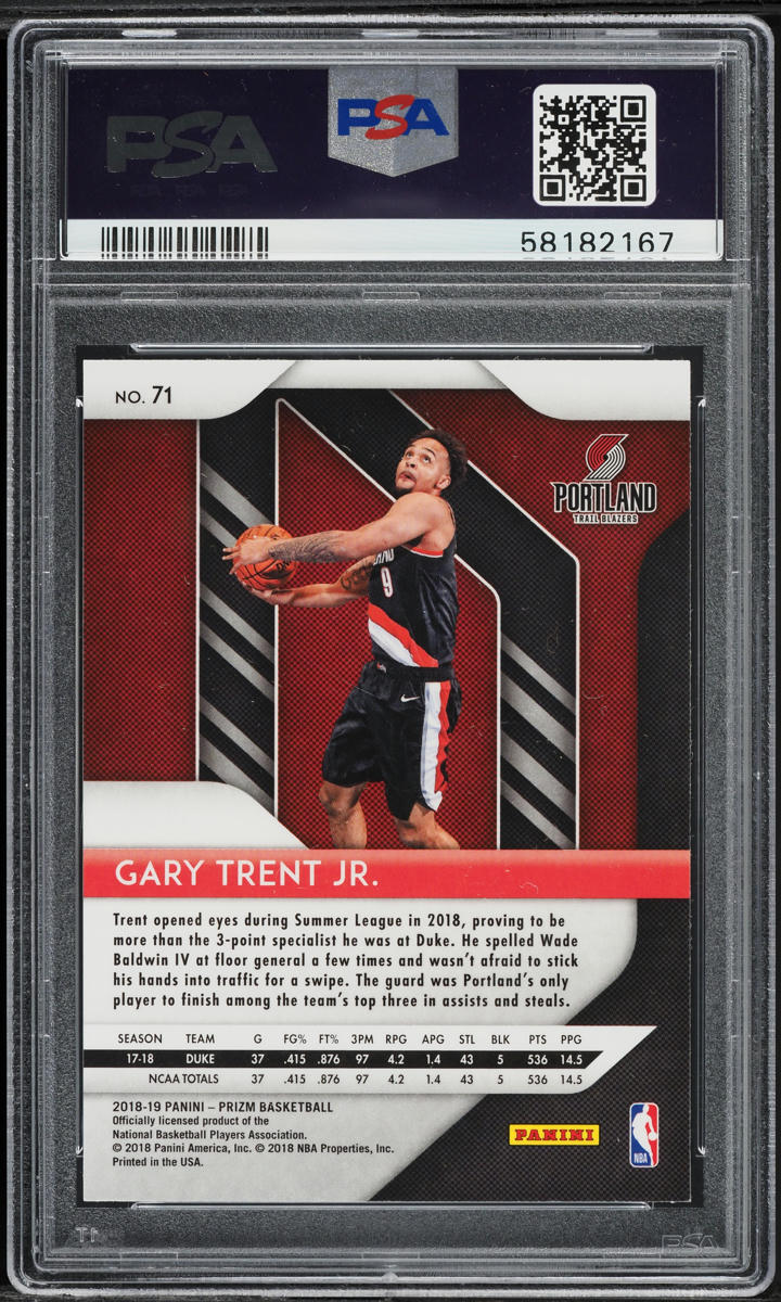 2018 Panini Prizm Gary Trent Jr. ROOKIE #71 PSA 9 MINT