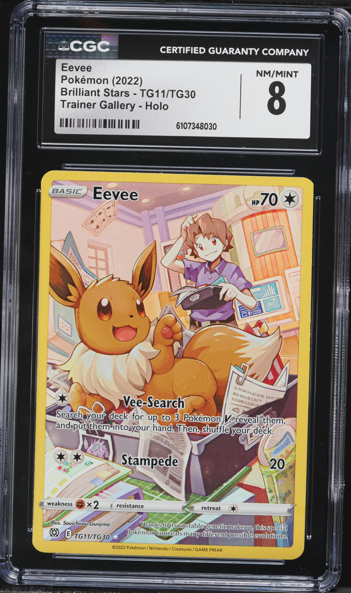 2022 Pokemon Sword & Shield Brilliant Stars CHR Eevee #TG11 CGC 8 NM-MT